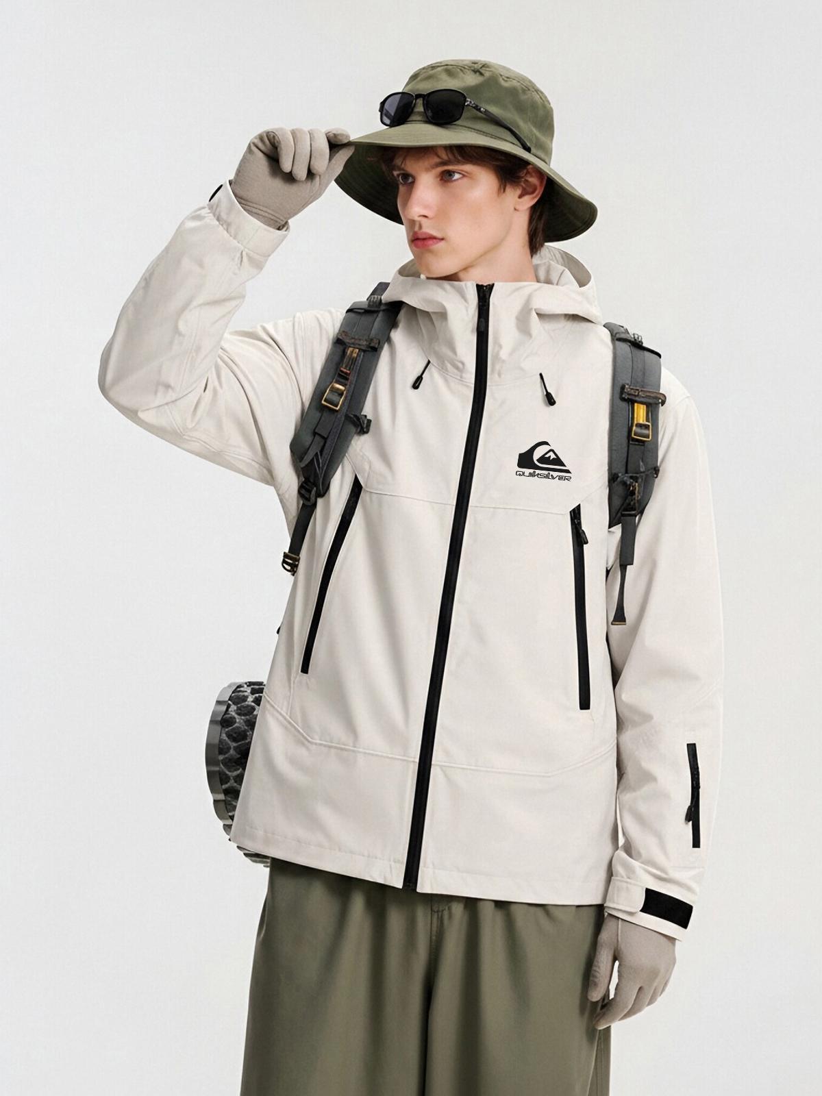 推荐商品：Quiksilver 2026AW 防风耐磨防泼水山系拉链硬壳冲锋衣 QSJK30001T-S 米白