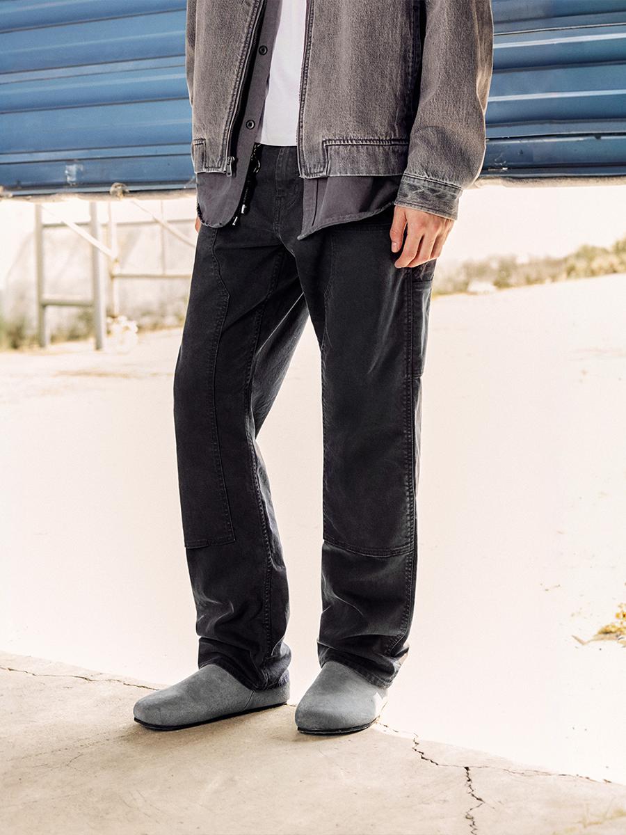 推荐商品：Levi's/李维斯 复古纽扣中腰拉链直筒休闲长裤 A5756 蓝黑