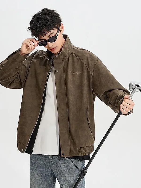 推荐商品：三福 2026AW pu立领纯色长袖皮衣 530271 棕