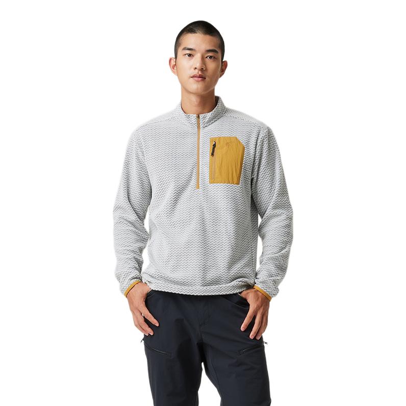 推荐商品：SANFO PLUS/三夫户外  隐者山之道保暖透气拉链套头抓绒衣 男女同款 69410IJM24002 满月灰