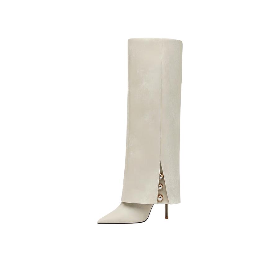 推荐商品：Lily Wei 长腿法则 时装靴 简约舒适时尚 单里/跟高6cm/米白色