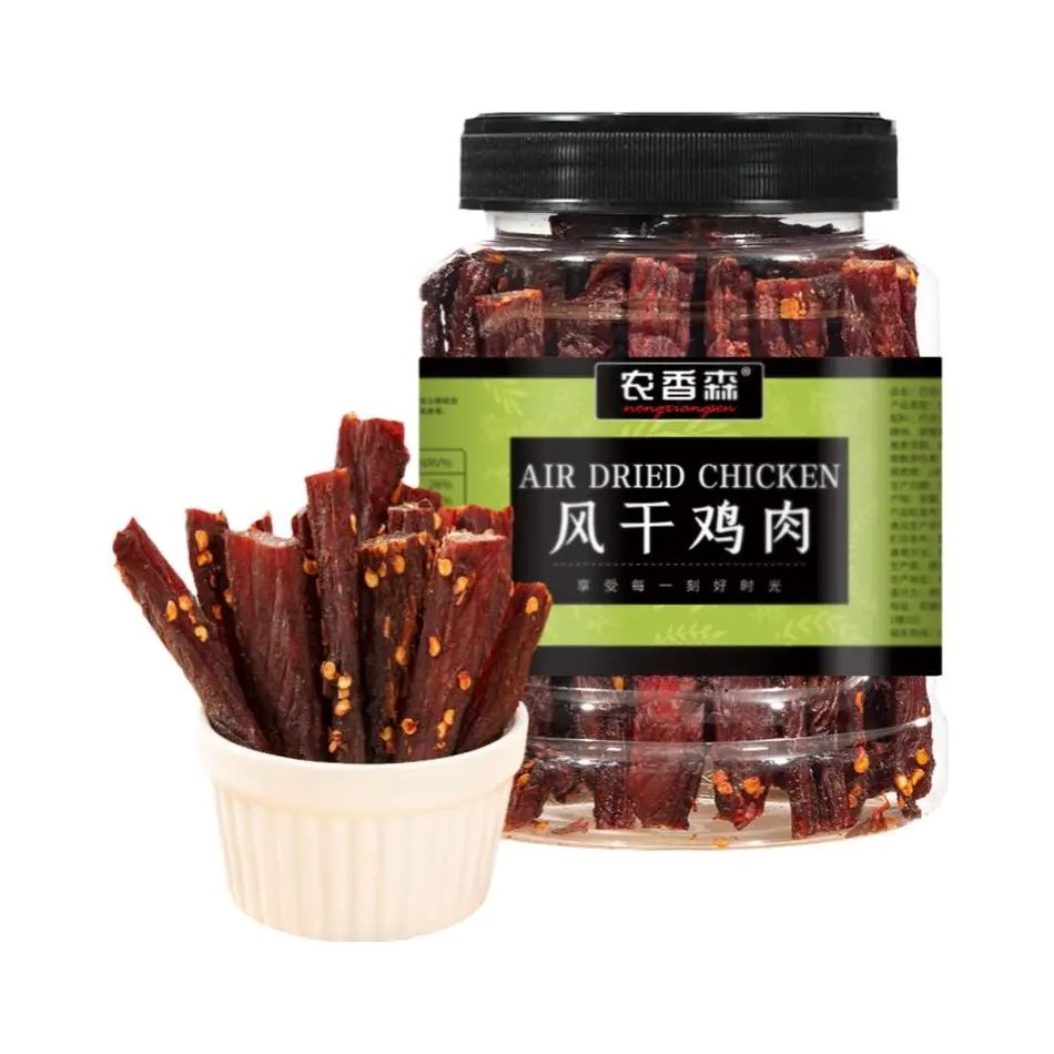 推荐商品：农香森 风干鸡肉 麻辣味 500g 罐装 解馋耐嚼饱腹脂身卡脂减低