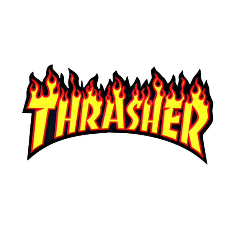 【权志龙同款】Thrasher 美版经典火焰大logo印花短袖T恤 黑/黄火焰
