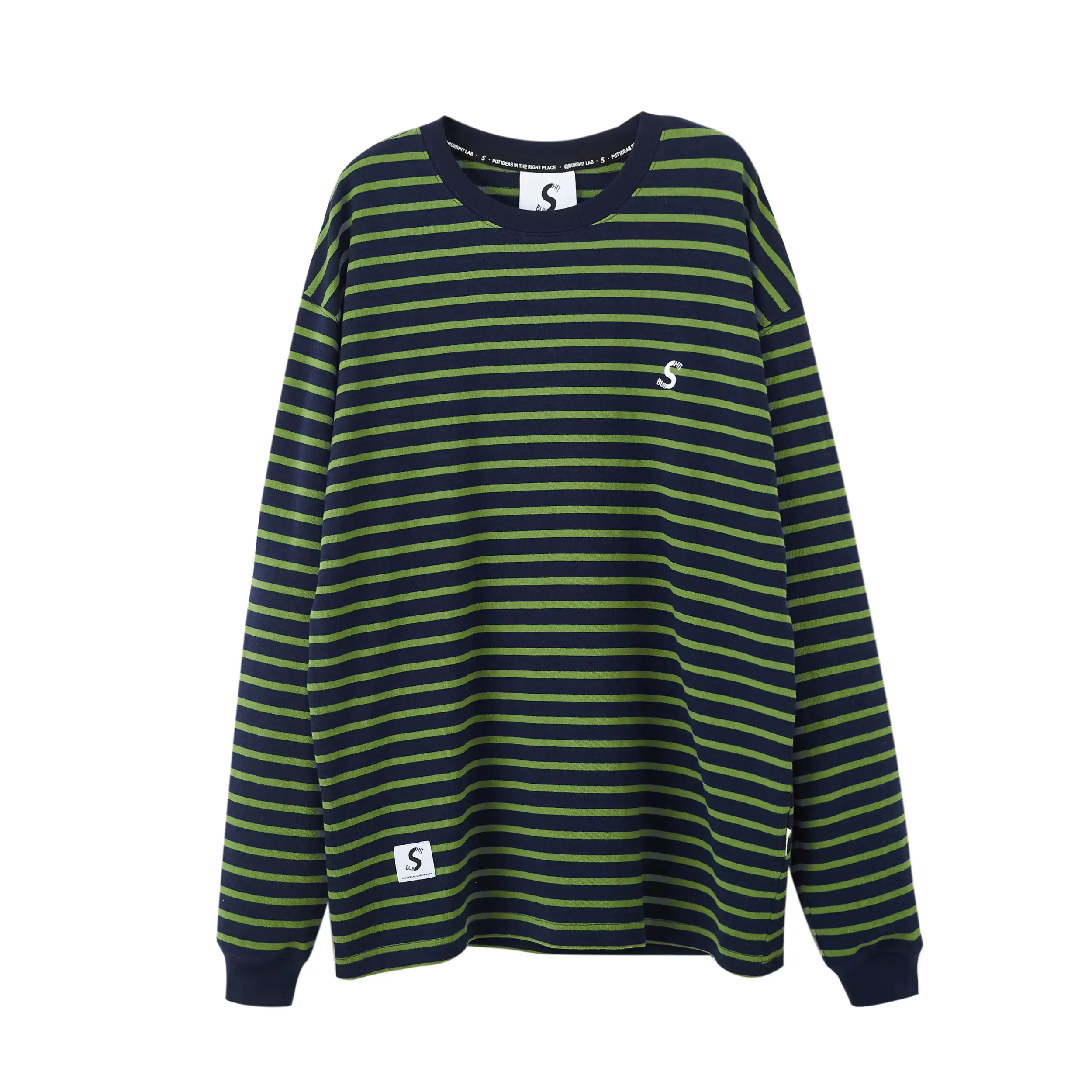 BULLSHIT 条纹字母长袖 男女同款