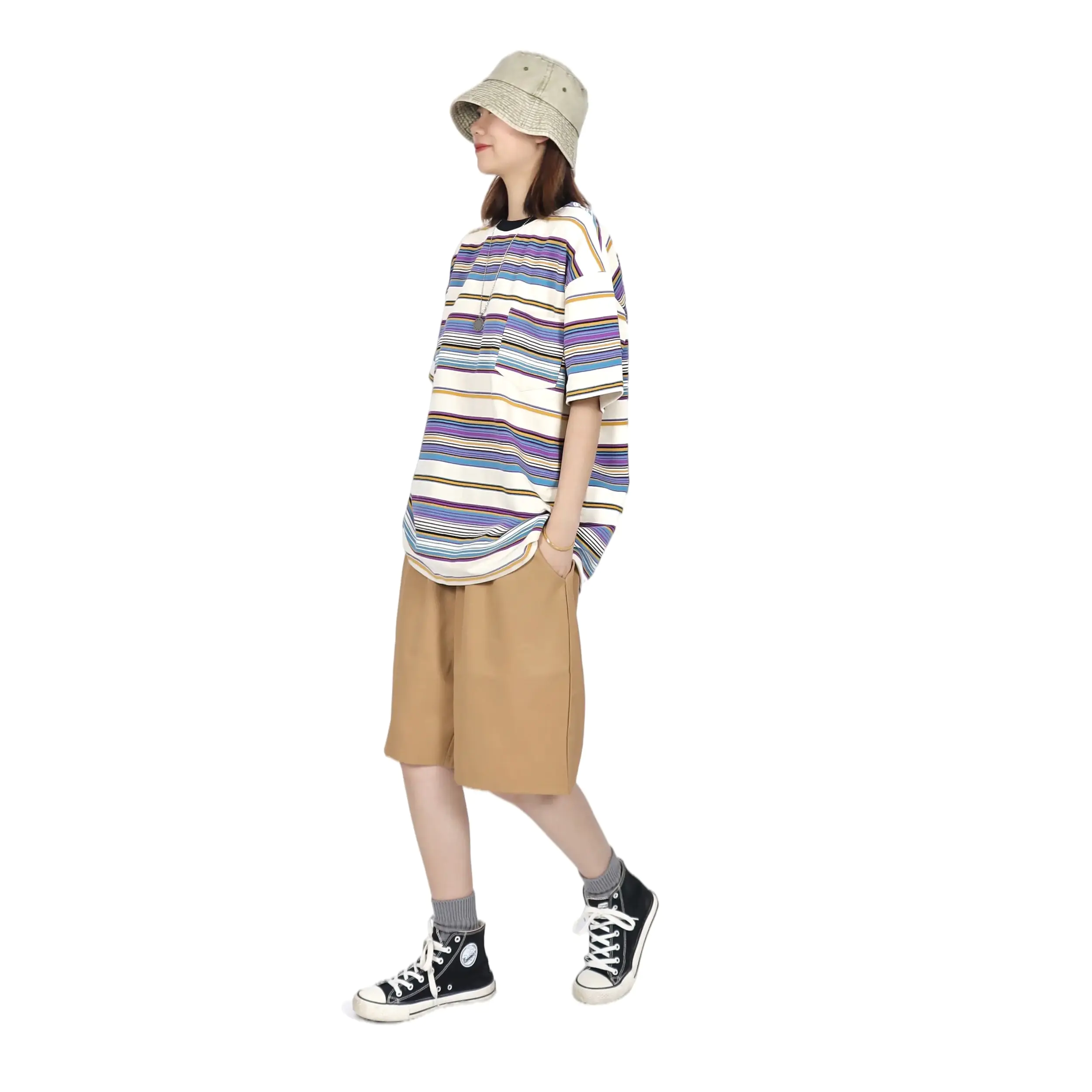 【黄景瑜同款】Colaup 双色条纹短袖T恤上衣 男女同款