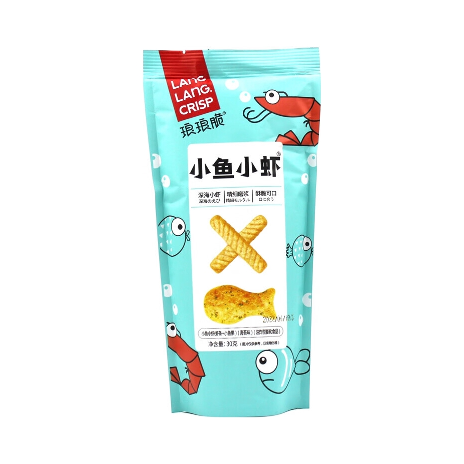 推荐商品：琅琅脆 小鱼小虾 虾条+小鱼果 30g 袋装