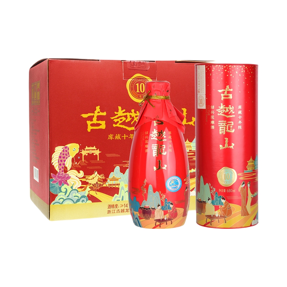 推荐商品：古越龙山 国潮十年 680ml 14度 花雕酒 礼盒