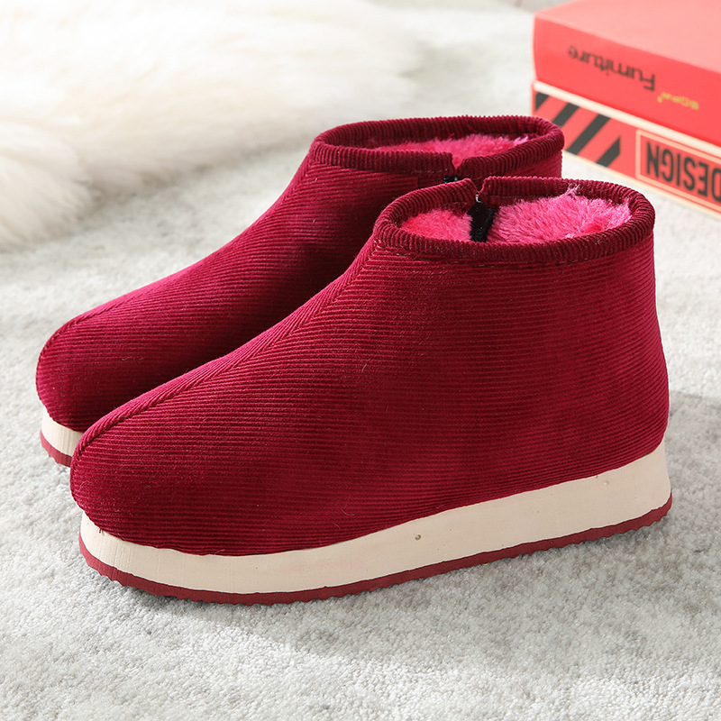 推荐商品：JIFANPAUL/纪梵保罗 冬季 加绒 套筒 棉鞋 OTPDH3MV0001 栆红色
