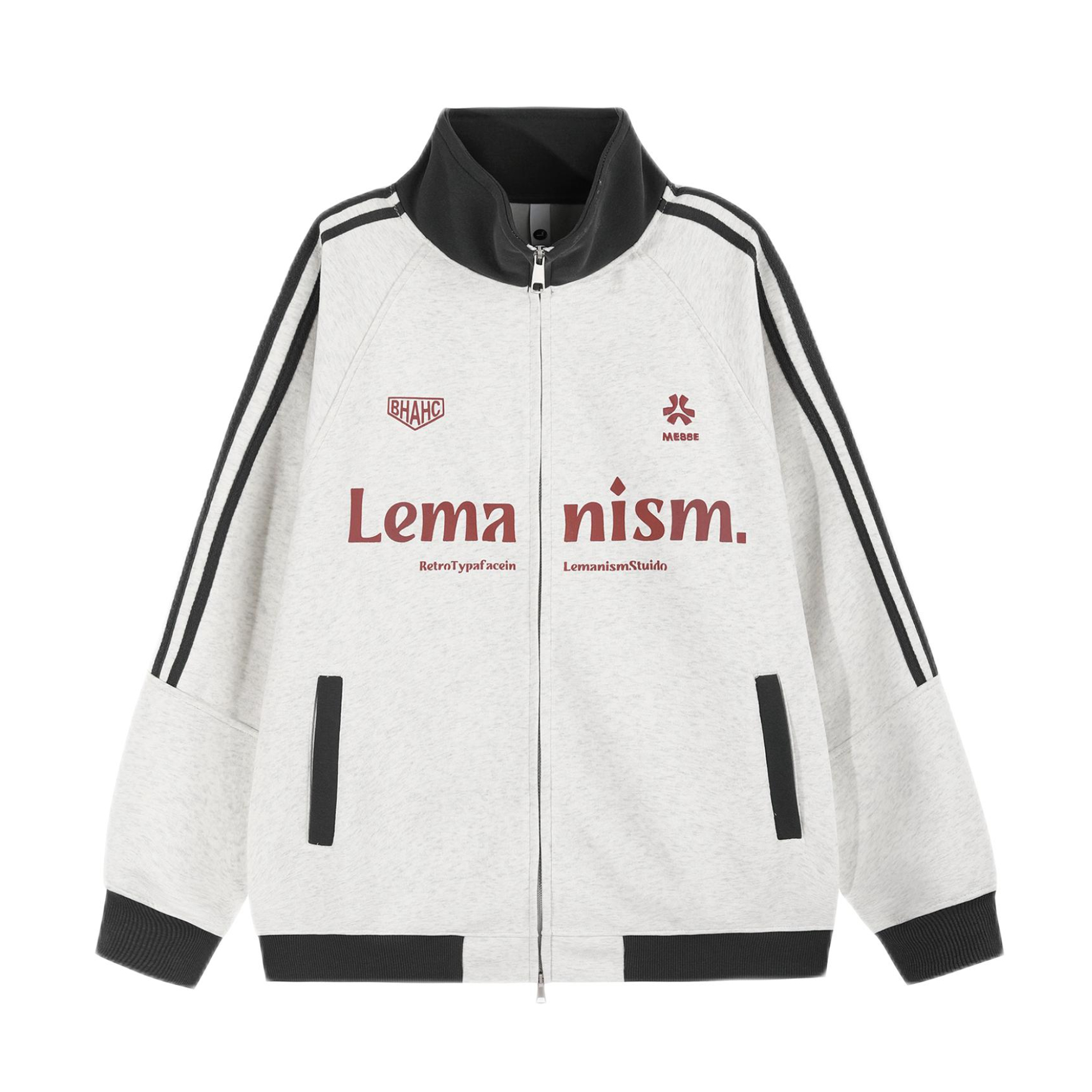 推荐商品：【杨博文同款】LEMANISM 双拉链立领撞色长袖夹克 DJBL-LW2124 白花灰