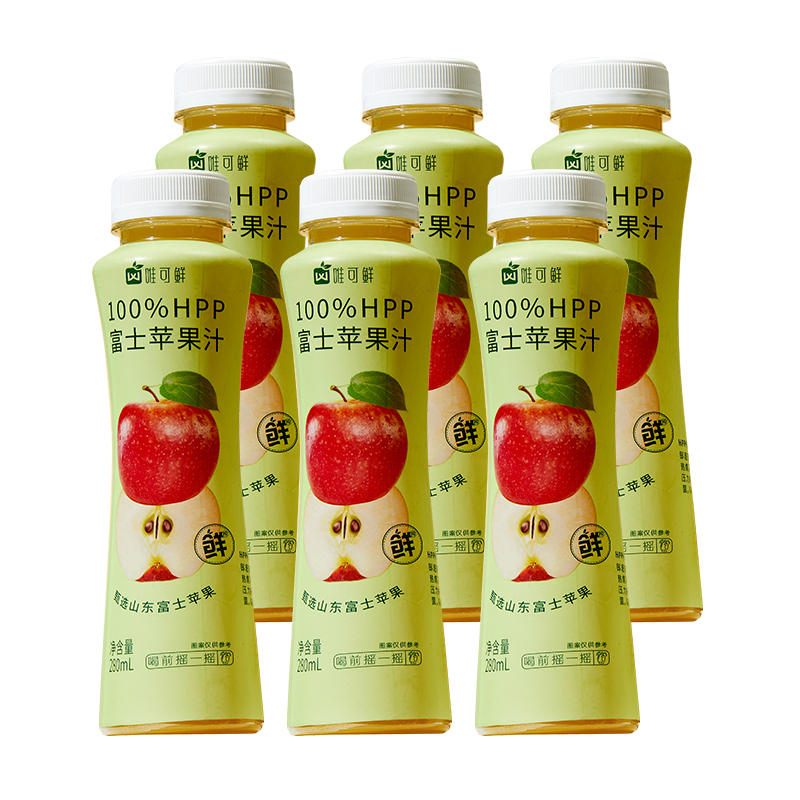 推荐商品：唯可鲜 100%HPP 果蔬汁 280ml 瓶装 红心苹果汁