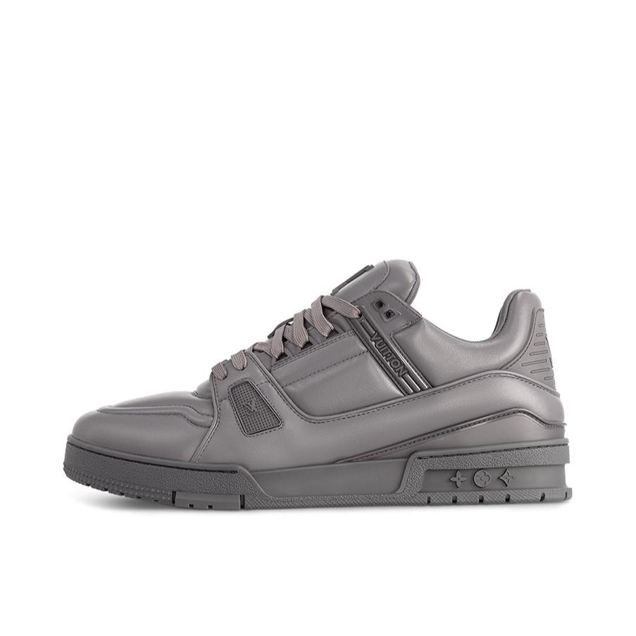 推荐商品：Louis Vuitton Trainer系列 网眼 舒适防滑 时尚潮流 圆头拼接 牛皮革 压纹 板鞋 酷灰