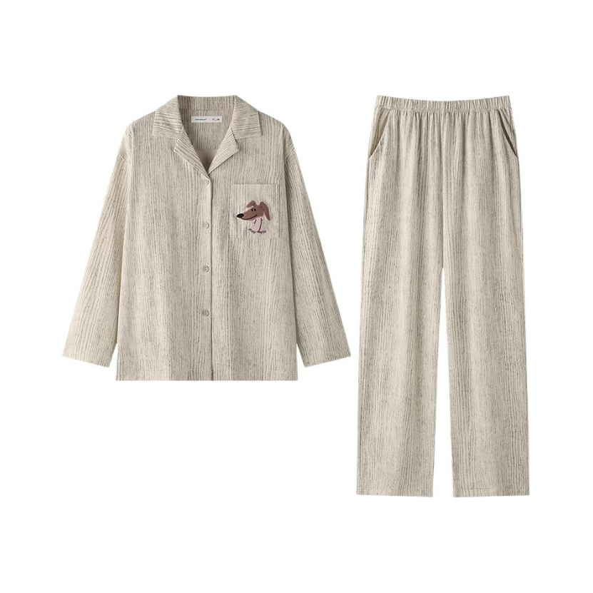 推荐商品：贝妍 开衫莫代尔棉柔软长袖睡衣 女装 C20810 灰