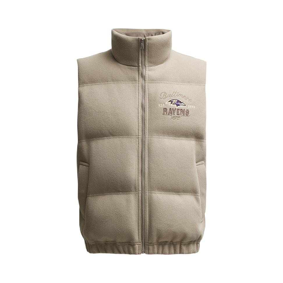 推荐商品：SEASONHIGH  图案刺绣保暖立领羽绒马甲 S24434001 岩石灰绿