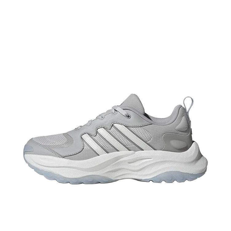 推荐商品：adidas Maxxwavy 跑鞋 缓震耐磨厚底增高织物回弹 灰色/白色