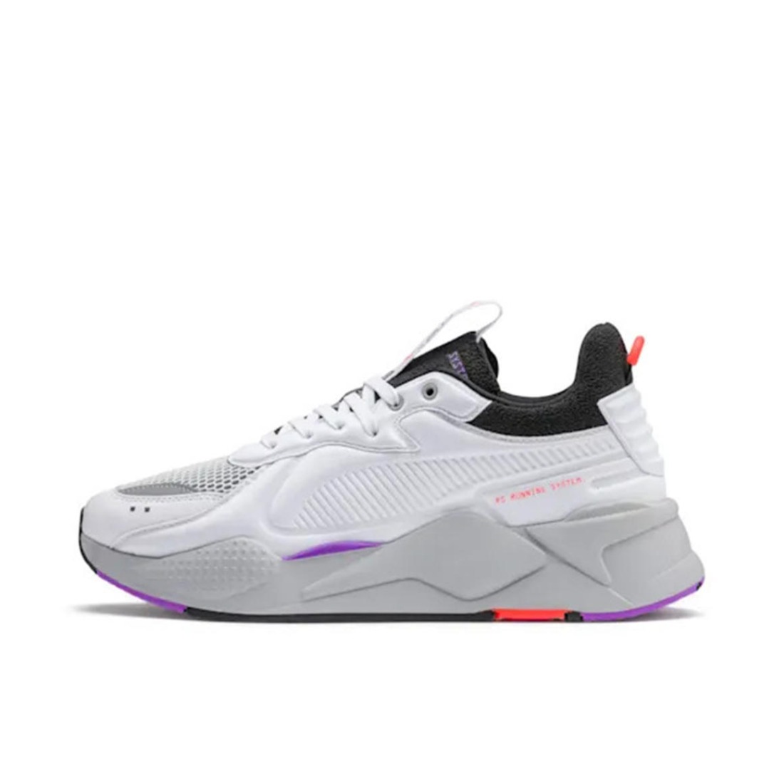 推荐商品：Puma/彪马 RS-X Mix 复古缓震 防滑耐磨 舒适透气 抗磨损 织物 人造革 增高鞋 老爹鞋 白灰紫