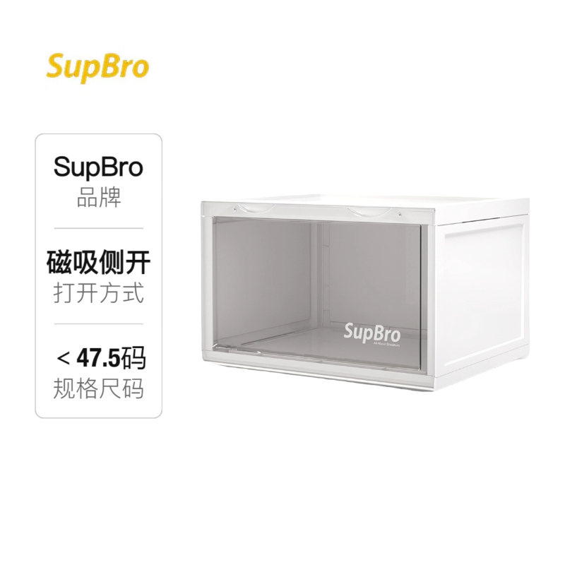 推荐商品：SupBro NBA联名 普通款 侧开磁吸 展示收纳盒鞋盒声控塑料省空间潮人鞋墙全透明延缓氧化
