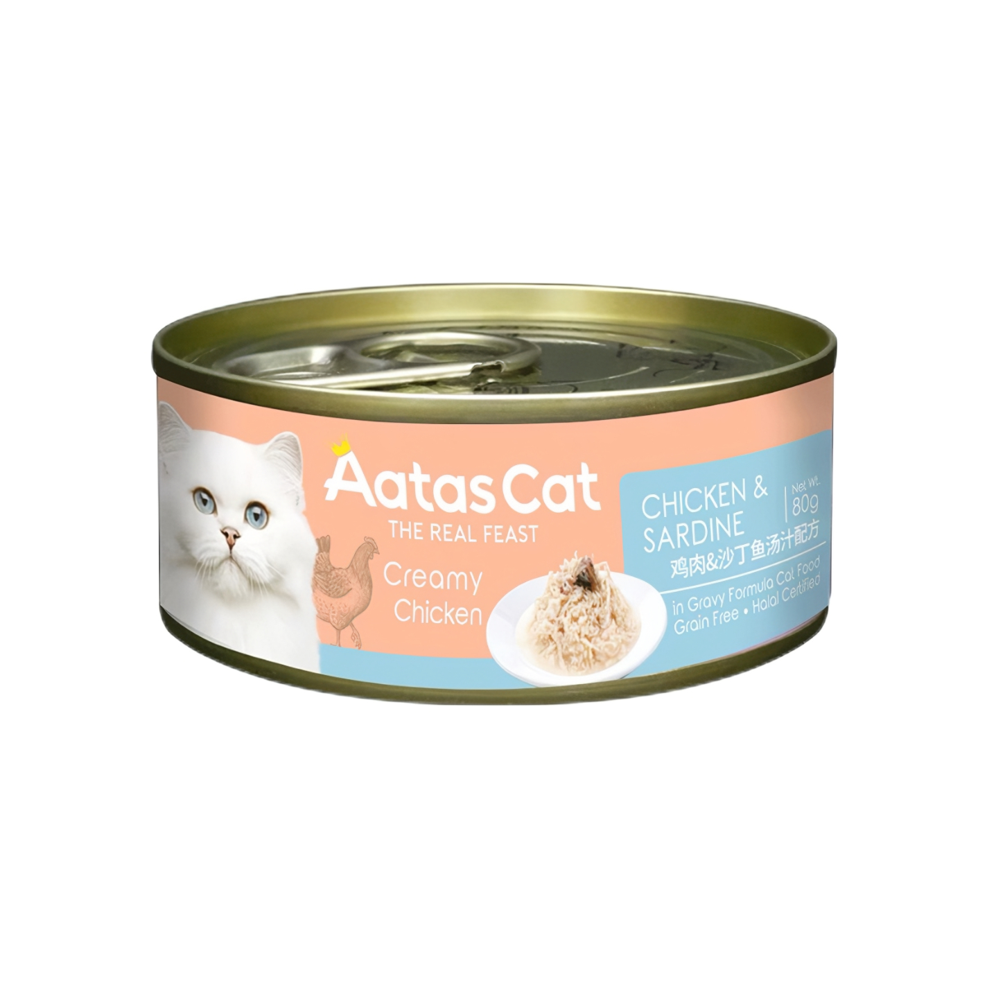 推荐商品：AatasCat/爱达思 鸡肉沙丁鱼汤汁配方猫零食罐头营养滋补