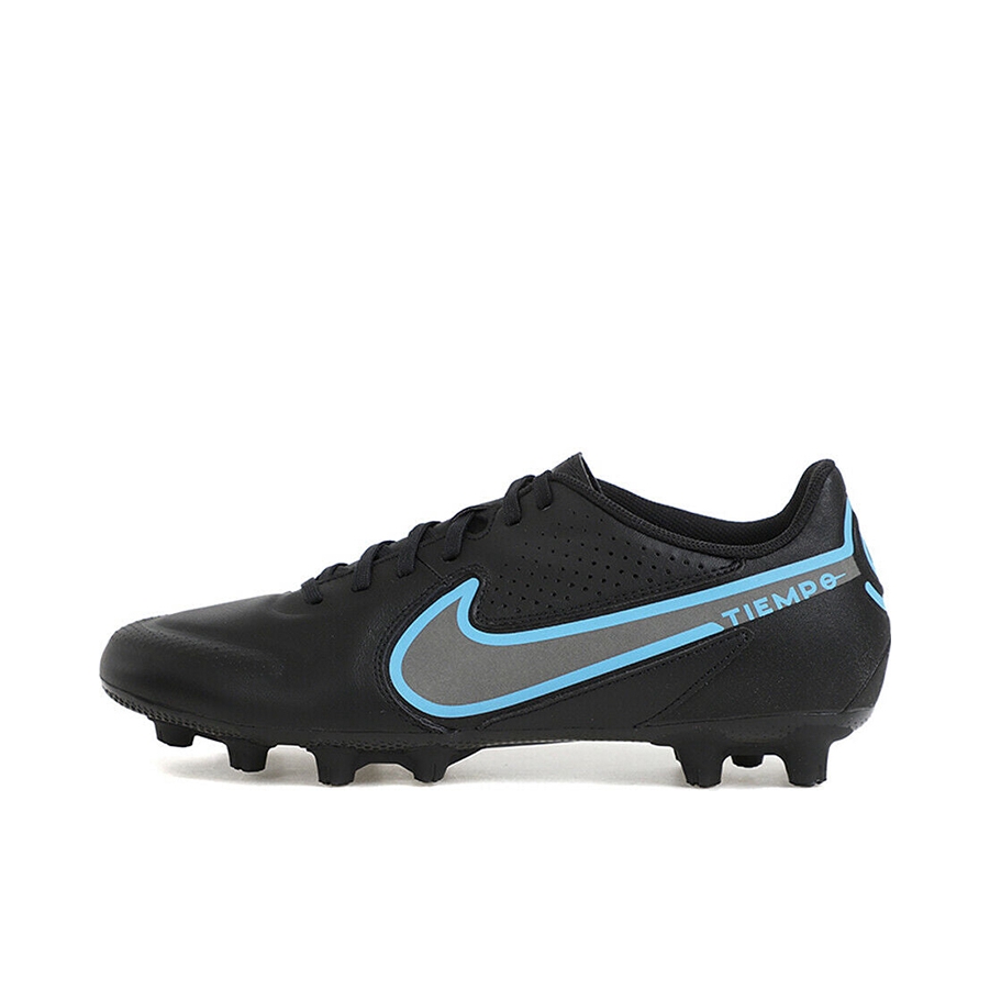 推荐商品：Nike Tiempo Legend 9 Academy HG 中端 胶质短钉 坚硬人工草场 防滑 足球鞋 HG/黑色/蓝色