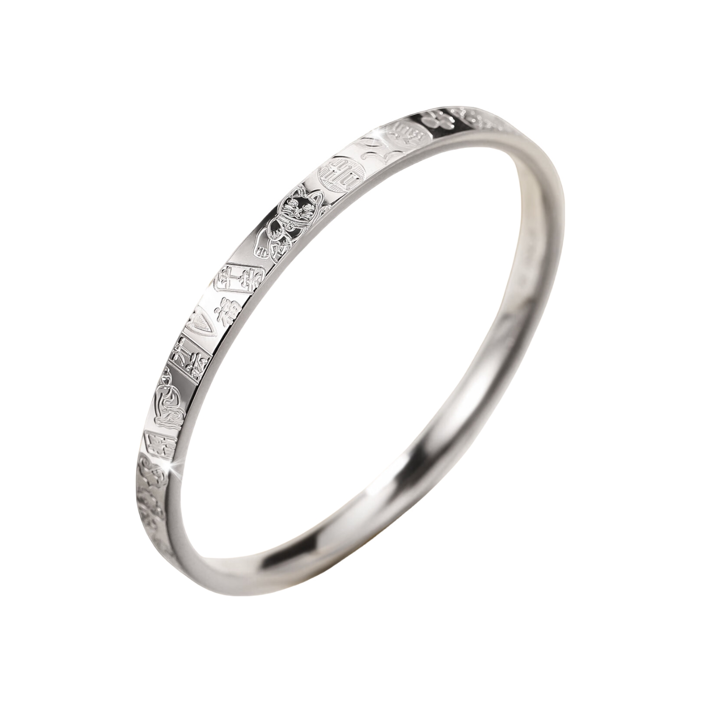 推荐商品：若妃 招财吉言铂金手镯 10150457661329