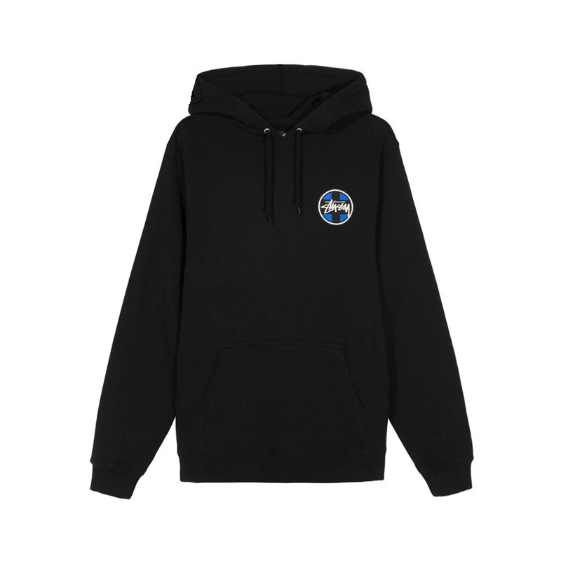 Stussy CROSS DOT后背十字长袖连帽帽衫 男女同款