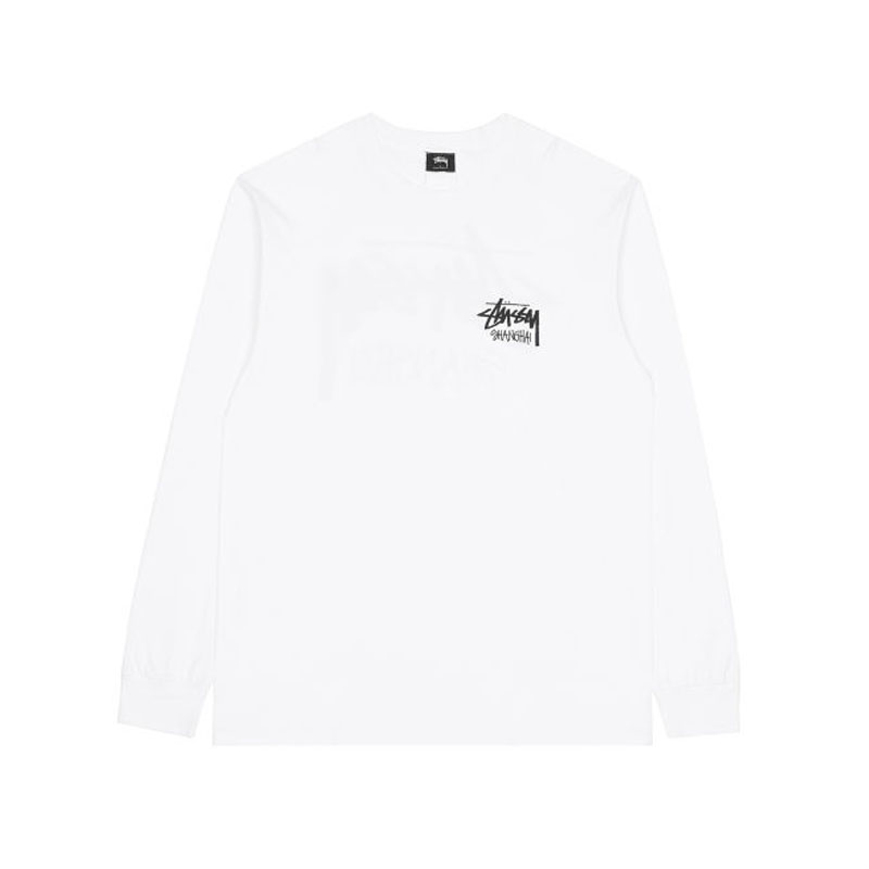 Stussy 上海限定logo印花长袖圆领T恤 男女同款