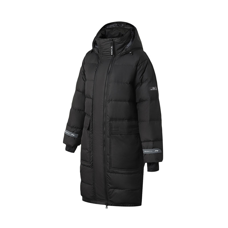 Li Ning 宽松加厚防风三合一可拆卸鸭绒保暖过膝连帽羽绒服 男女同款 AYMQ028