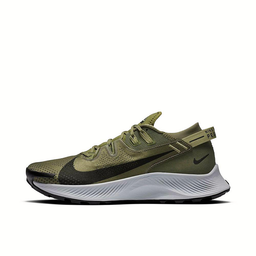 推荐商品：Nike Pegasus Trail 2 跑鞋 户外训练轻便透气防滑耐磨织物运动合成革 橄榄/黑色/白色