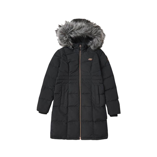 Skechers 长款收腰毛领连帽羽绒服 男女同款 L419W046