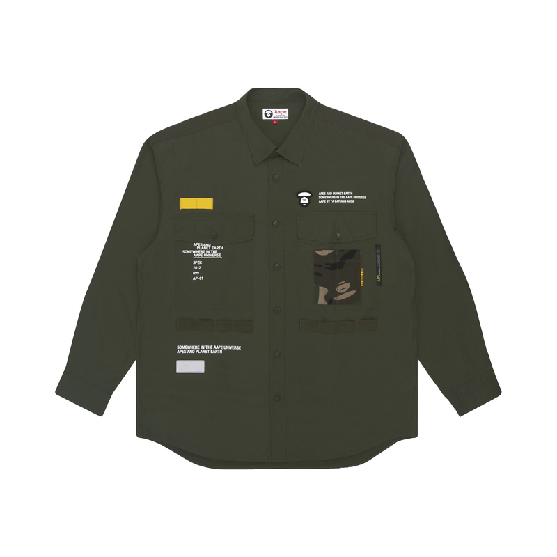 Aape 印花口袋拼接衬衫 男女同款 8373