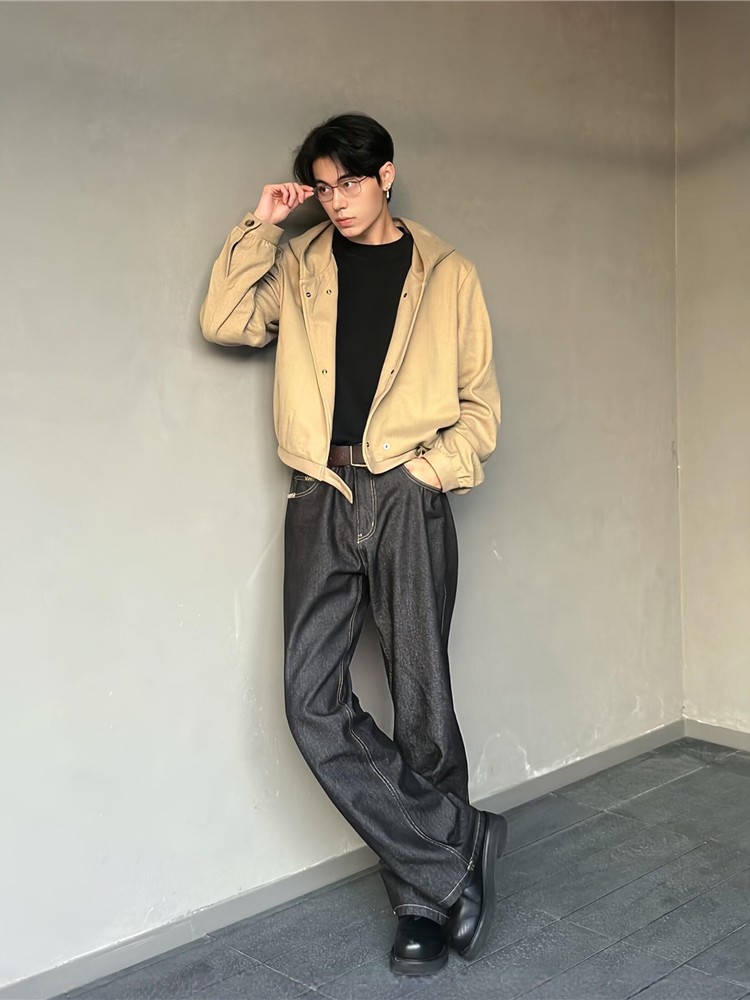 推荐商品：RULE BY ME 手缝针13盎司原牛A字直筒廓形646微喇固色牛仔裤 RBM-801 原牛蓝（直筒版型）