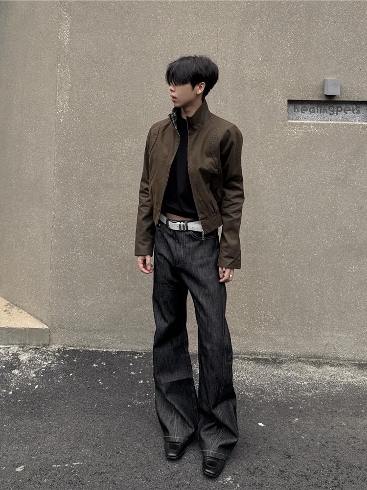 推荐商品：RULE BY ME 原牛13盎司马毛皮牌刺绣微喇通勤牛仔裤 RBM-802 黑