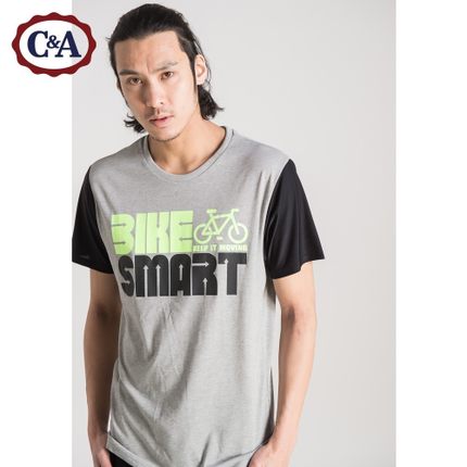 趣味印花！C＆A男式LOGO侧缝前移T恤CA200172374