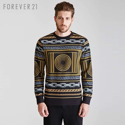 大减价！MEN男士链条印花长袖运动衫 FOREVER21男装