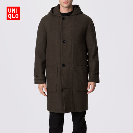 合作款！UNIQLO优衣库LM羊毛混纺连帽大衣167079