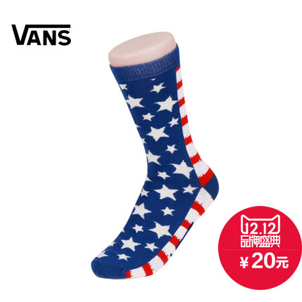双12好价！VANS 春季蓝色/红色女款袜子VN-0YML3QG