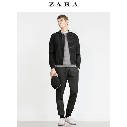 秋冬折扣！ZARA 男装 花格呢绒飞行员夹克 02922302801