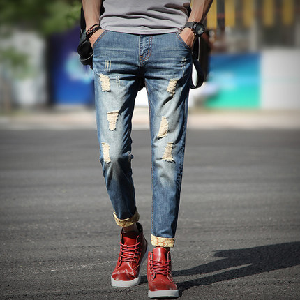 复古设计！凯森奴夏季薄款九分牛仔裤