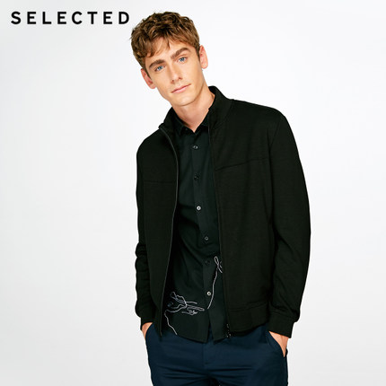 运动休闲！SELECTED思莱德弹力舒适轻薄立领男夹克针织外套