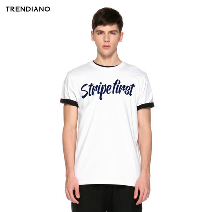 再降好价！TRENDIANO 男士纯棉字母圆领短袖3153020150