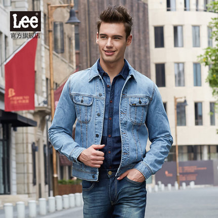 线上专享！Lee 男秋冬新浅色水洗牛仔外套夹克L15029Y772FG