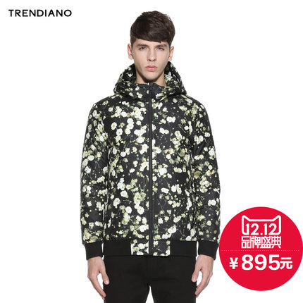 双12预售！TRENDIANO 宽松印花连帽羽绒服315433431P