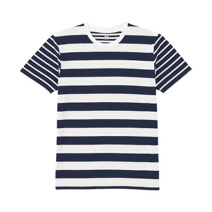 舒爽感受！UNIQLO优衣库水洗条纹T恤169273