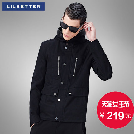 清仓折扣！Lilbetter 男士日系拼接连帽夹克
