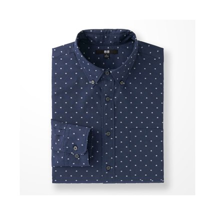 波点款！UNIQLO优衣库优质长绒棉提花衬衫174328