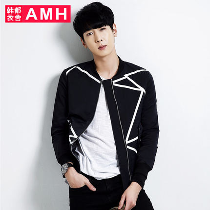 近期好价！AMH男装 休闲几何印花男士长袖夹克NZ4288燊