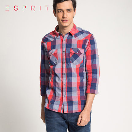 三色可选！ESPRIT格子长袖衬衫125CC2F006