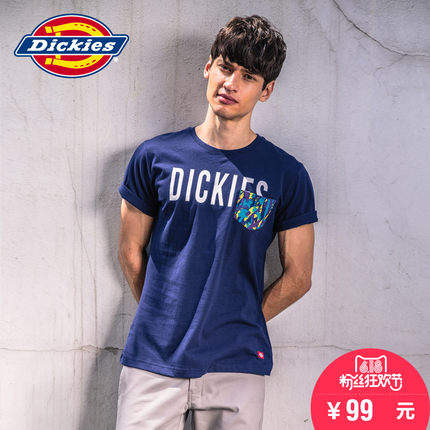 618粉丝狂欢价！Dickies男撞色贴袋圆领短袖T恤162M30EC23