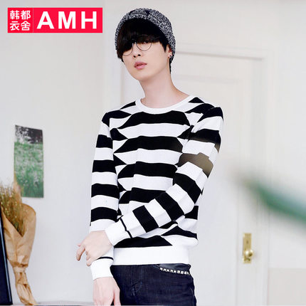 全网好价！AMH圆领套头几何图案修身毛衣OE3268