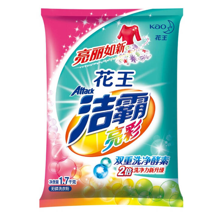 花王洁霸（ ATTACK）亮彩无磷洗衣粉1.7kg*2