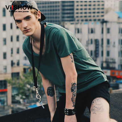 清仓好价! viishow2015v领纯棉纯色短袖